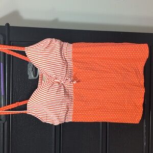 Orange And White Cacique swim Top